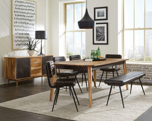 Juego de comedor Partridge de 6 piezas en sheesham natural y espresso