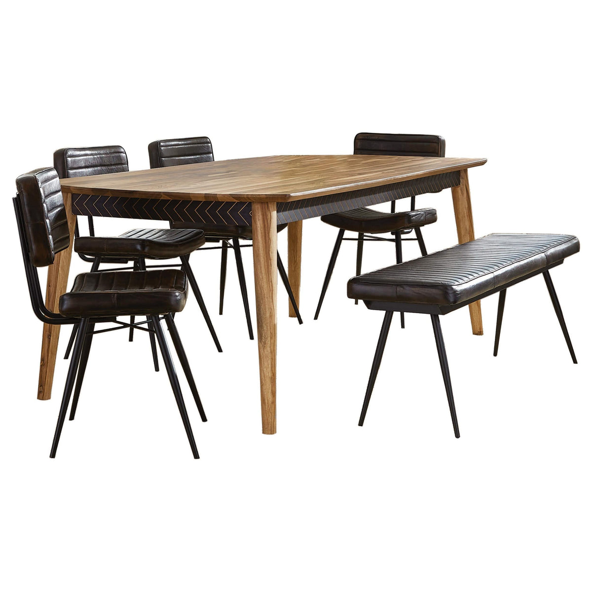 Juego de comedor Partridge de 6 piezas en sheesham natural y espresso