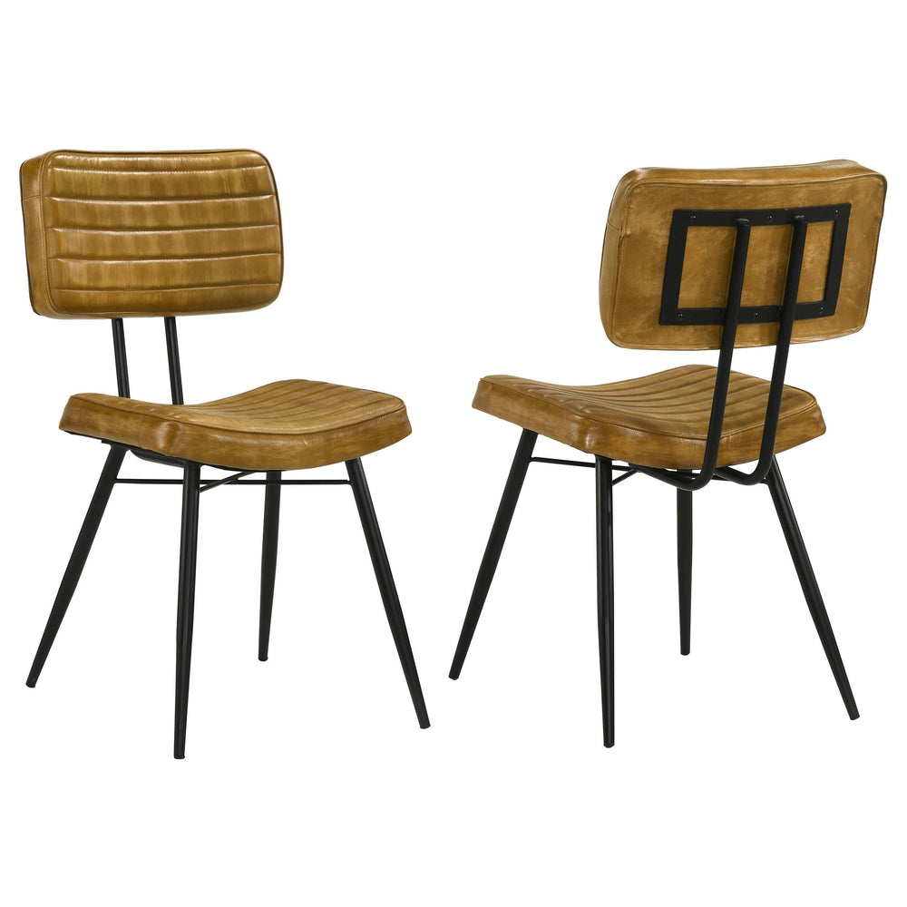 Silla de comedor tapizada en cuero Misty color camel (juego de 2)