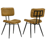 Silla de comedor tapizada en cuero Misty color camel (juego de 2)