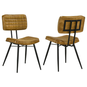 Silla de comedor tapizada en cuero Misty color camel (juego de 2)