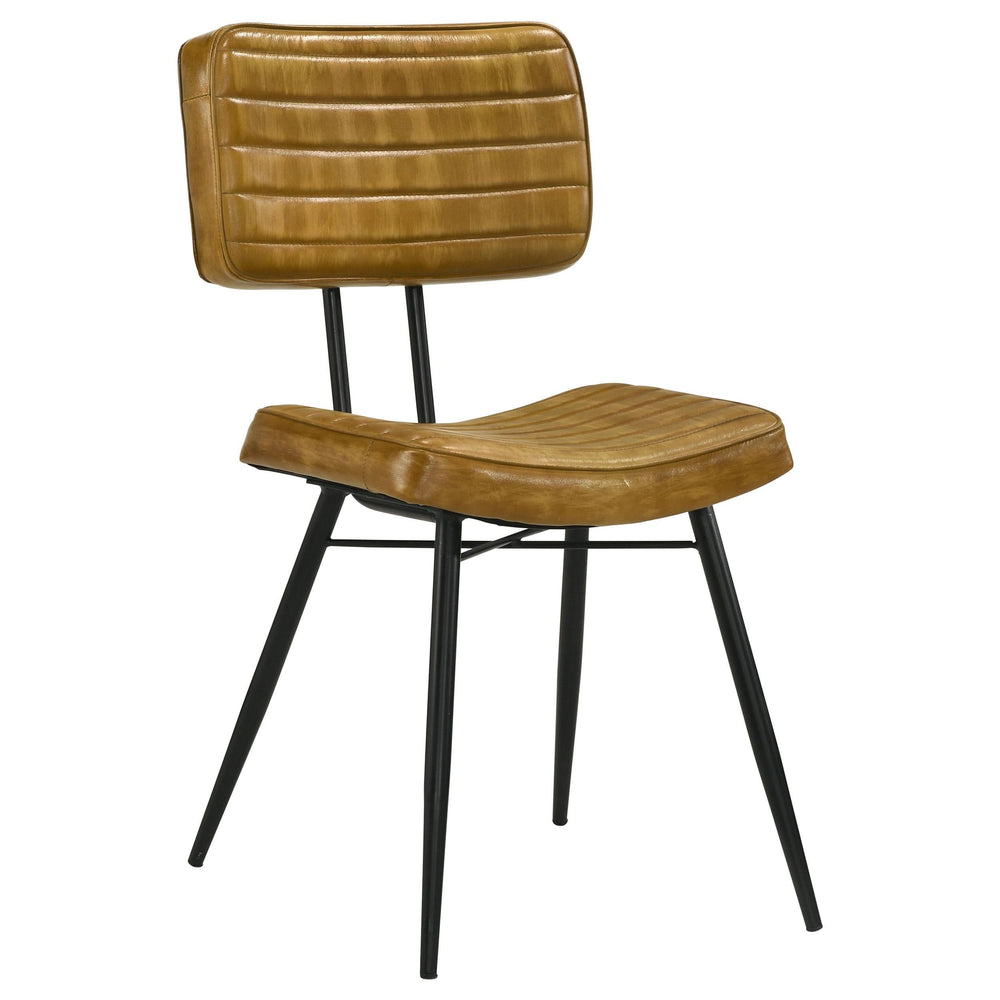 Silla de comedor tapizada en cuero Misty color camel (juego de 2)