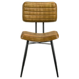 Silla de comedor tapizada en cuero Misty color camel (juego de 2)