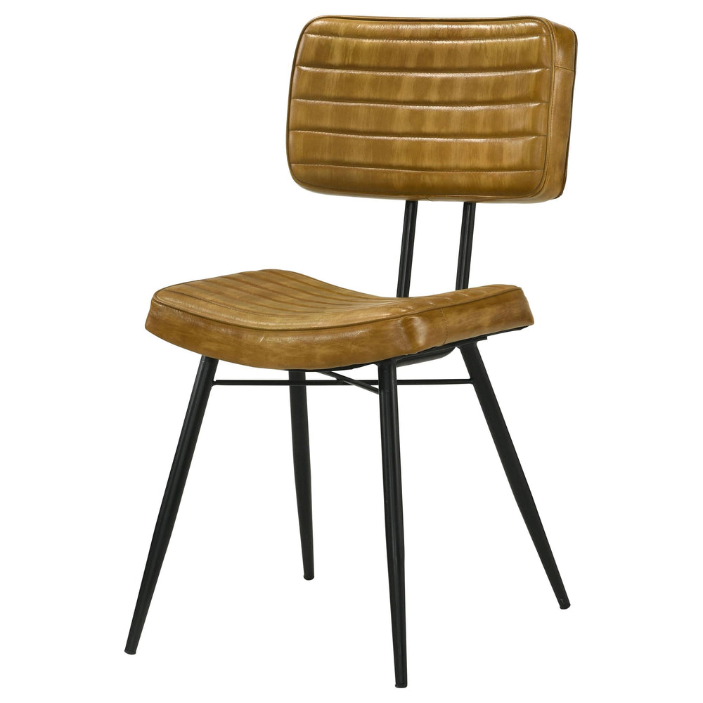 Silla de comedor tapizada en cuero Misty color camel (juego de 2)