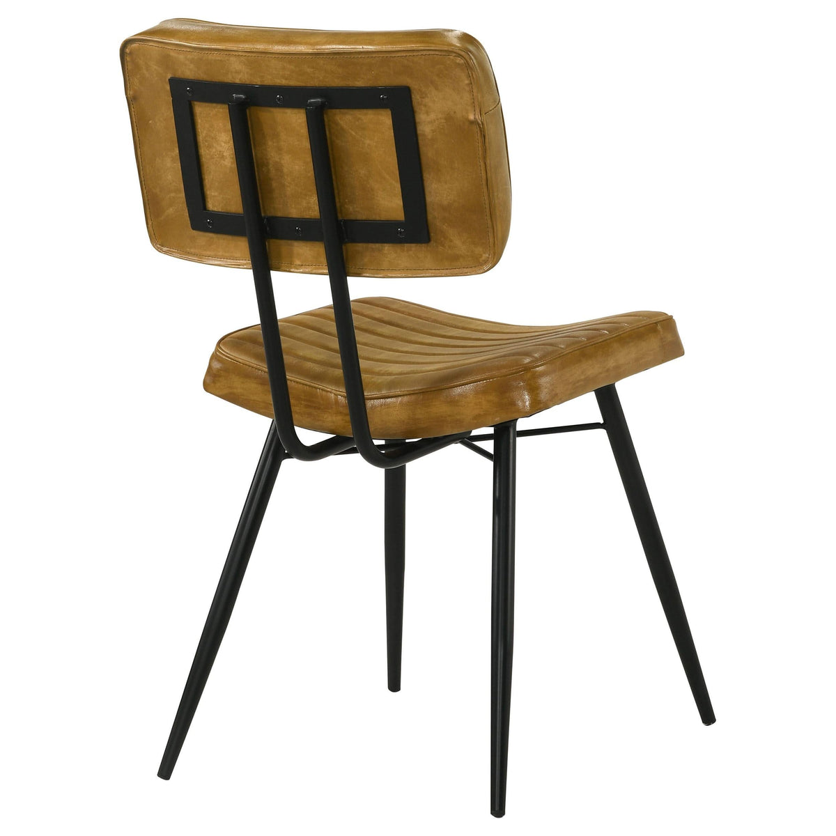 Silla de comedor tapizada en cuero Misty color camel (juego de 2)