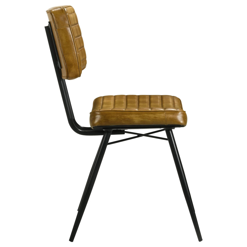 Silla de comedor tapizada en cuero Misty color camel (juego de 2)