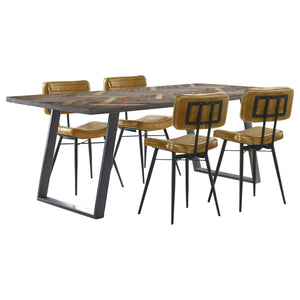 Juego de comedor rectangular Misty de 5 piezas en sheesham y camello
