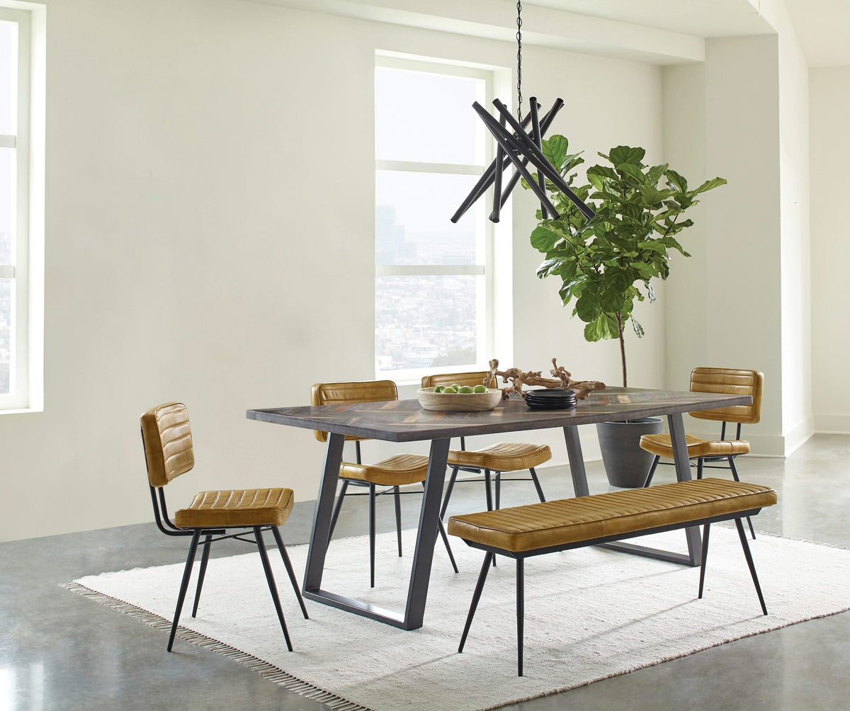 Juego de comedor rectangular Misty de 6 piezas en sheesham y camello