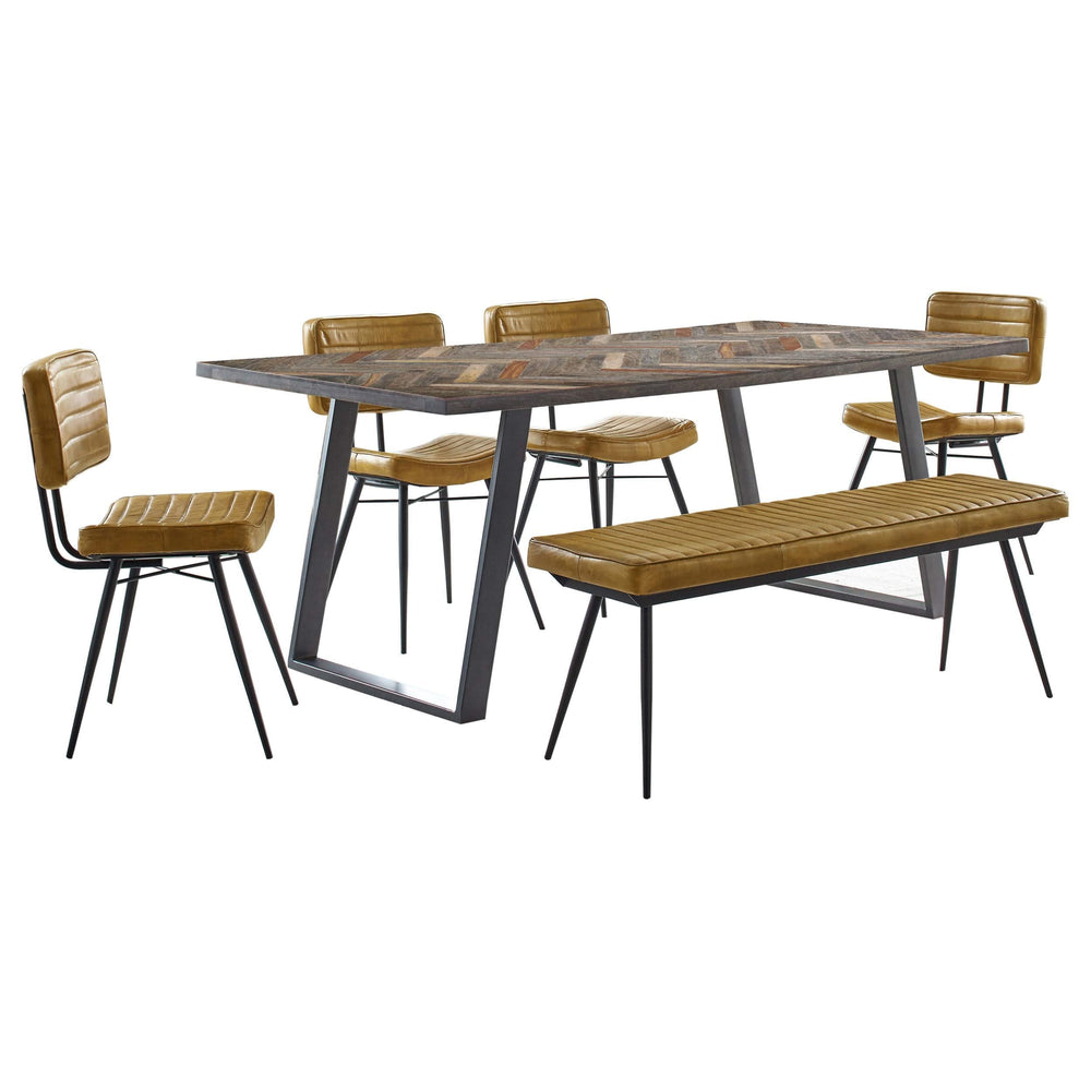 Juego de comedor rectangular Misty de 6 piezas en sheesham y camello
