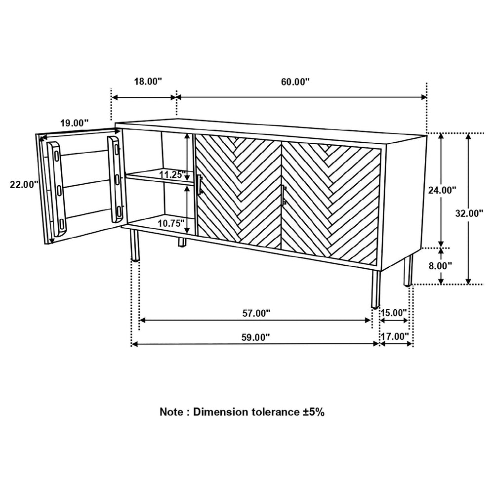 Misty Servidor rectangular de 3 puertas Sheesham gris