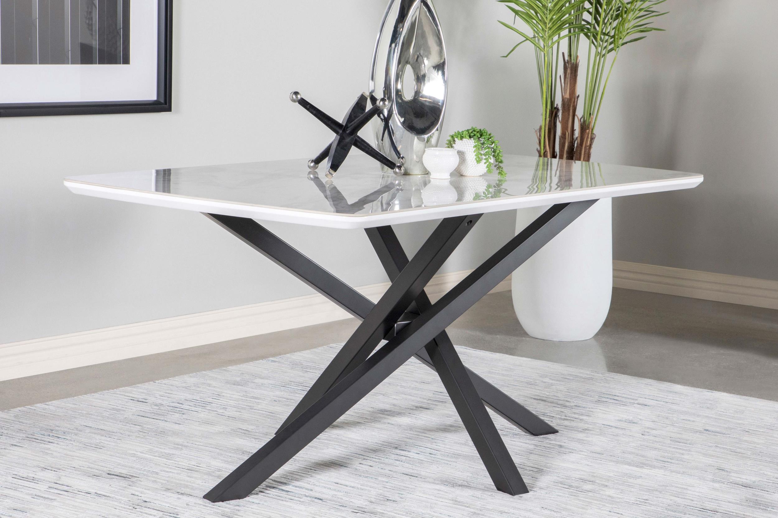 Paulita 63-inch Ceramic Dining Table White Ceramic