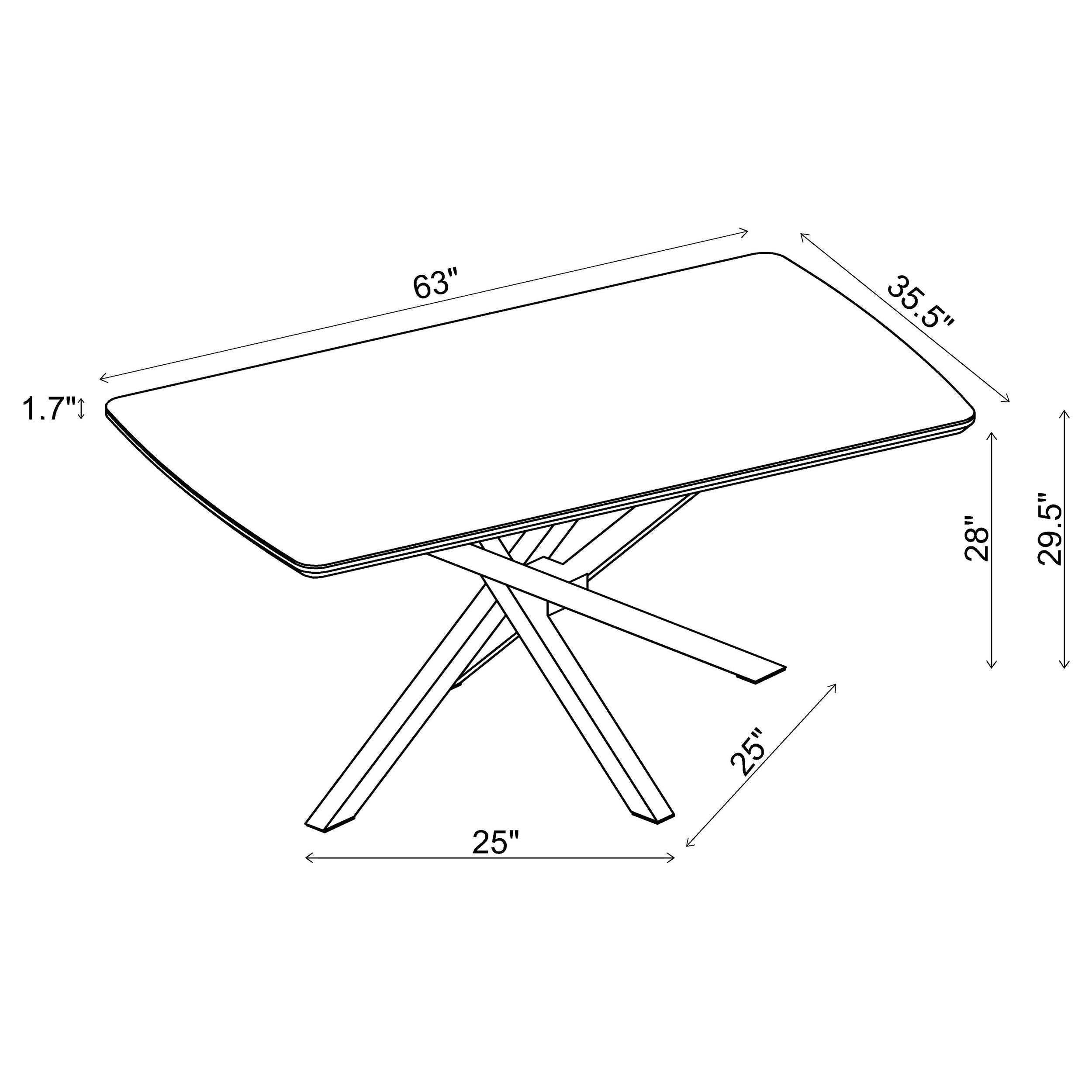 Paulita 63-inch Ceramic Dining Table White Ceramic