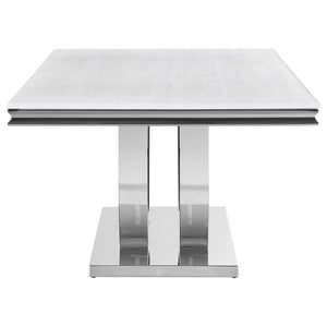 Mesa de comedor rectangular Kerwin de 180 cm con superficie de piedra blanca