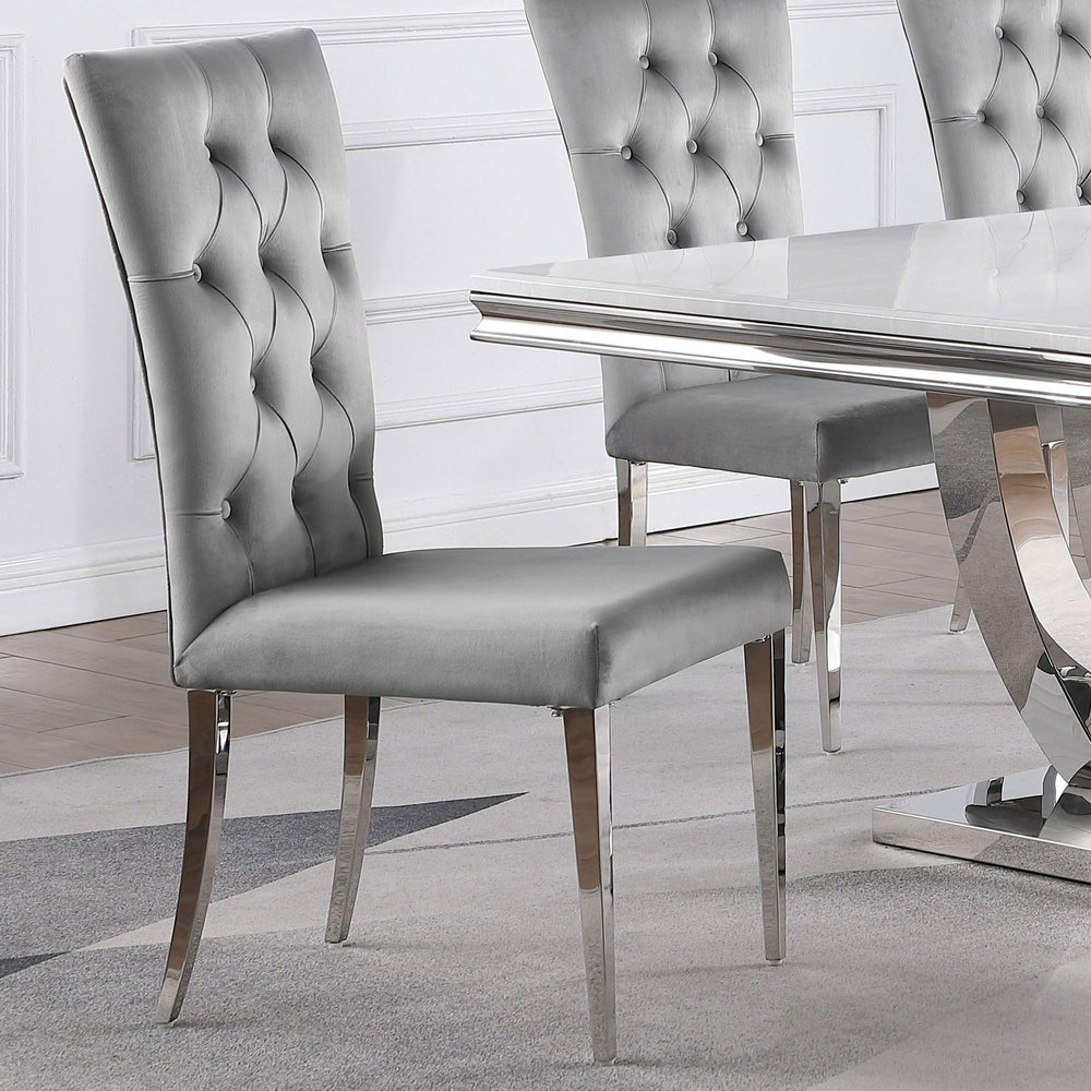 Silla de comedor Kerwin tapizada en terciopelo gris (juego de 2)