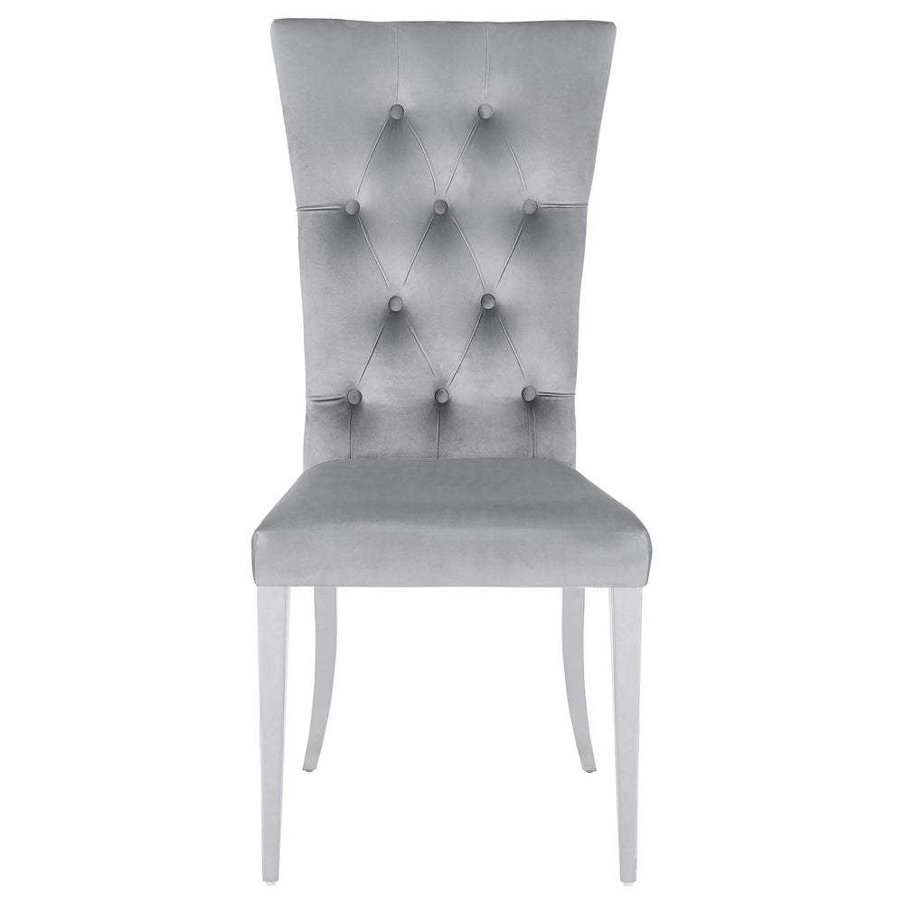 Silla de comedor Kerwin tapizada en terciopelo gris (juego de 2)