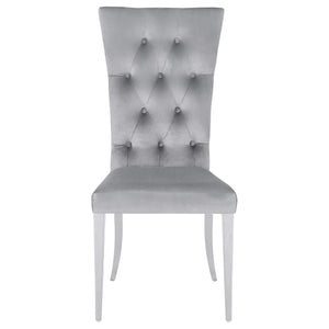 Silla de comedor Kerwin tapizada en terciopelo gris (juego de 2)