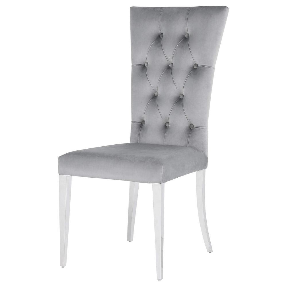 Silla de comedor Kerwin tapizada en terciopelo gris (juego de 2)