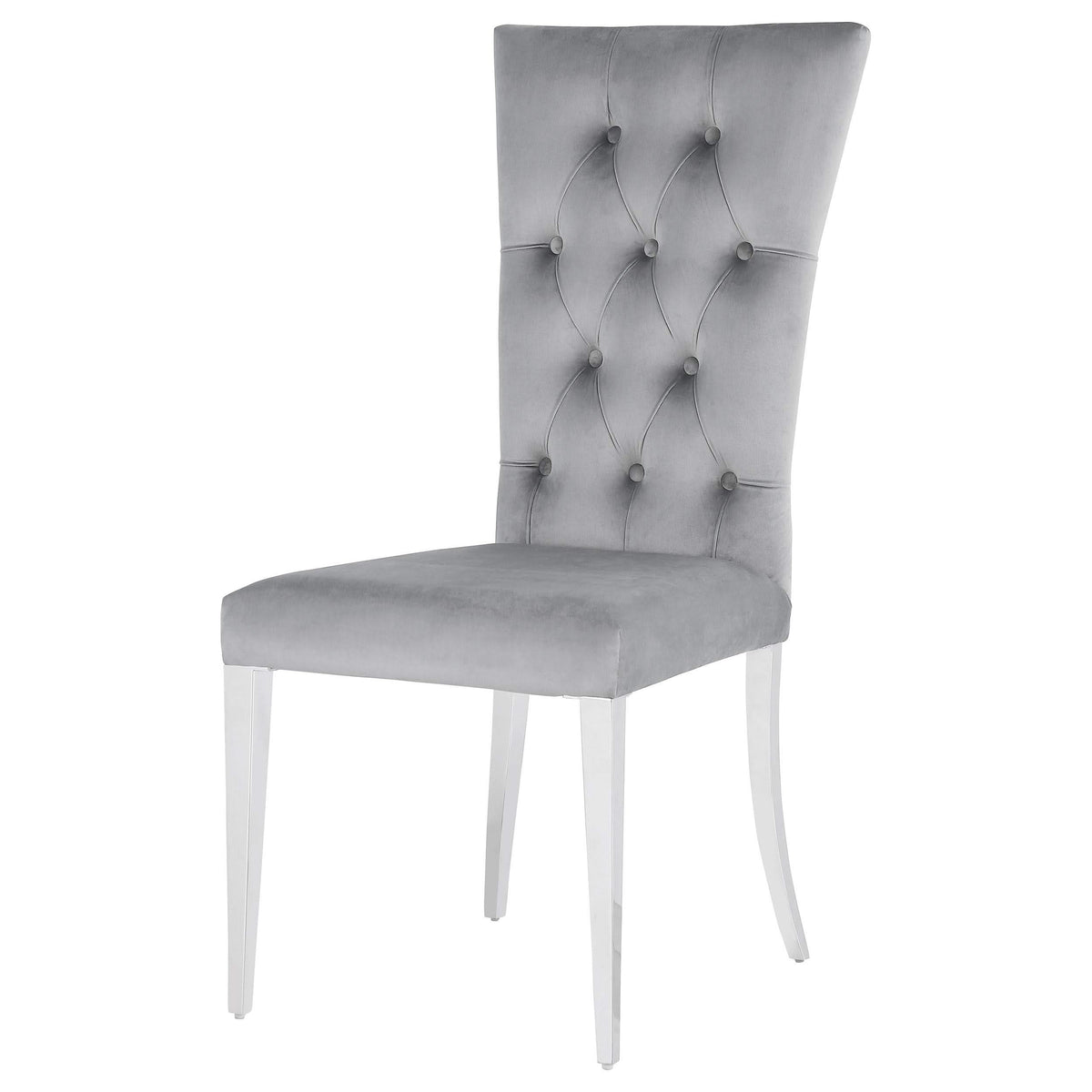 Silla de comedor Kerwin tapizada en terciopelo gris (juego de 2)