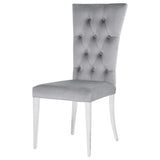 Silla de comedor Kerwin tapizada en terciopelo gris (juego de 2)