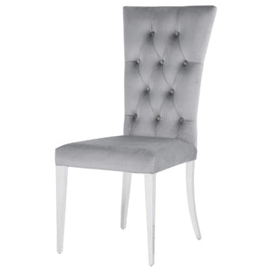 Silla de comedor Kerwin tapizada en terciopelo gris (juego de 2)