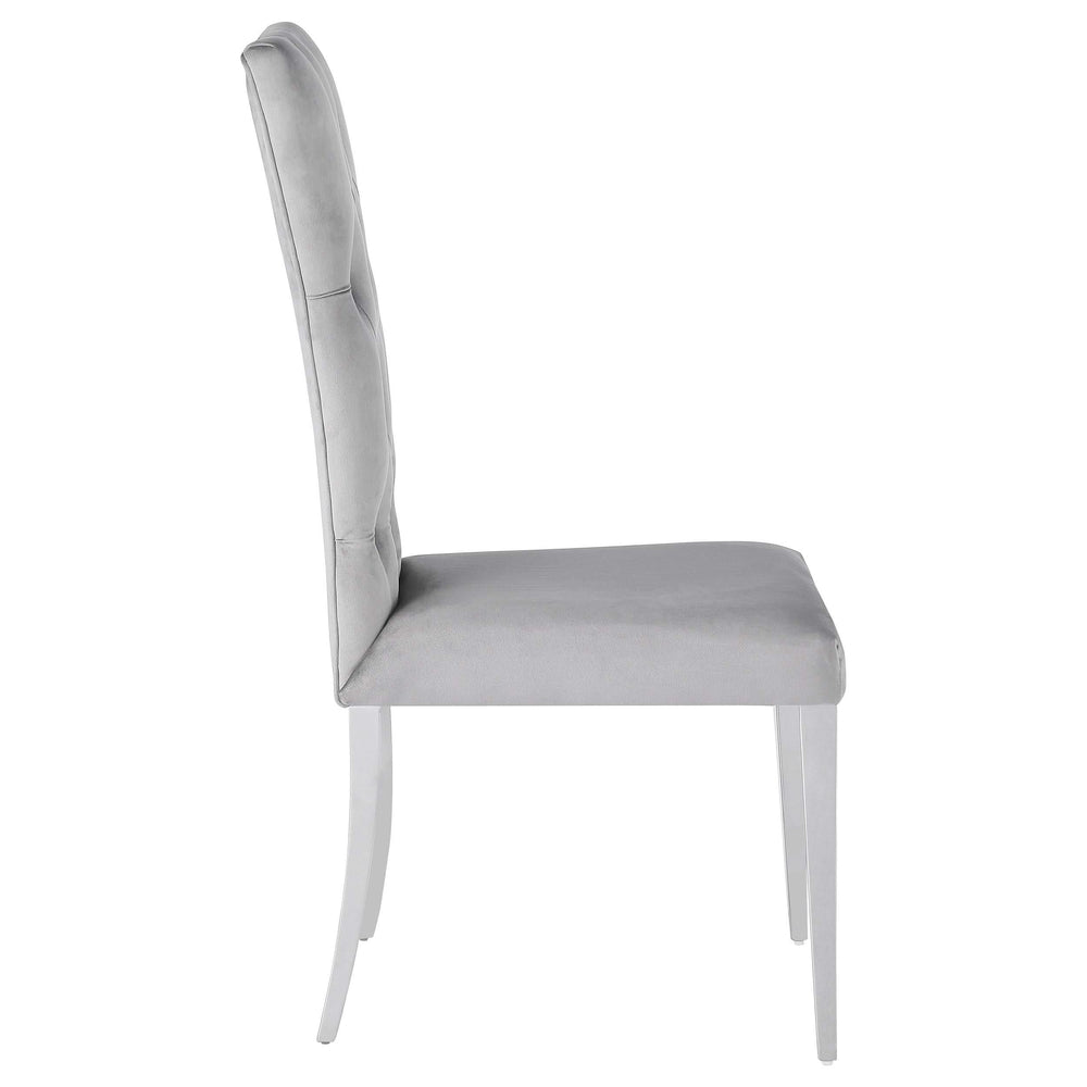 Silla de comedor Kerwin tapizada en terciopelo gris (juego de 2)