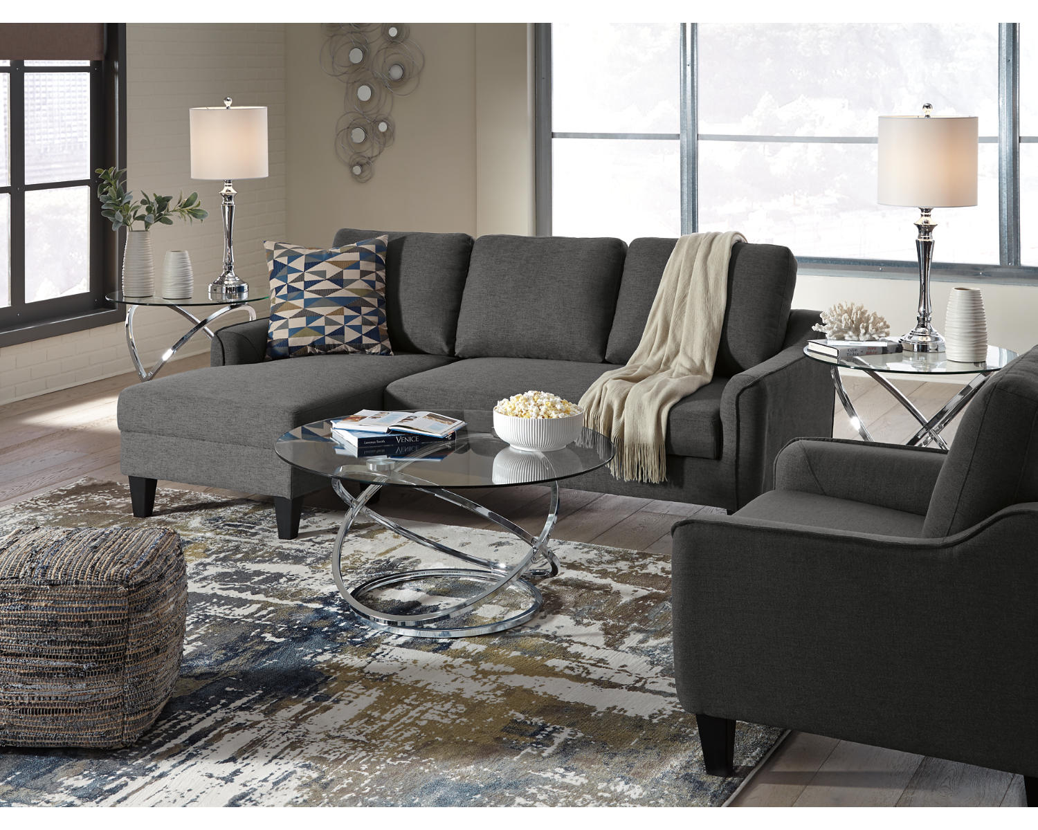 Jarreau Sofa Chaise Sleeper and Chair