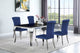 Juego de comedor Carone de 5 piezas de 81 pulgadas de vidrio negro rectangular azul