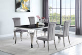 Juego de comedor Carone de 5 piezas de 81 pulgadas de vidrio rectangular negro gris