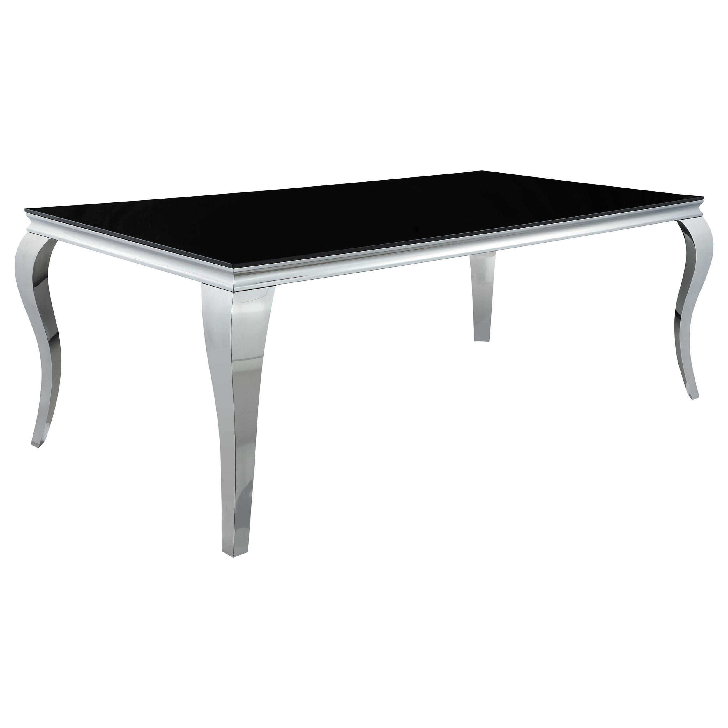 Carone 5-piece 81-inch Rectangular Black Glass Dining Set Grey