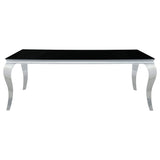 Juego de comedor Carone de 5 piezas de 81 pulgadas de vidrio negro rectangular en verde azulado