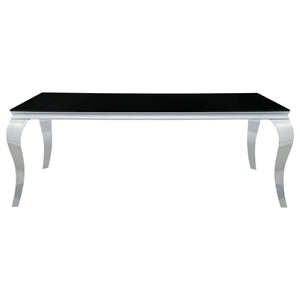 Juego de comedor Carone de 5 piezas de 81 pulgadas de vidrio negro rectangular en verde azulado