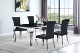 Juego de comedor Carone de 5 piezas de vidrio negro rectangular de 81 pulgadas