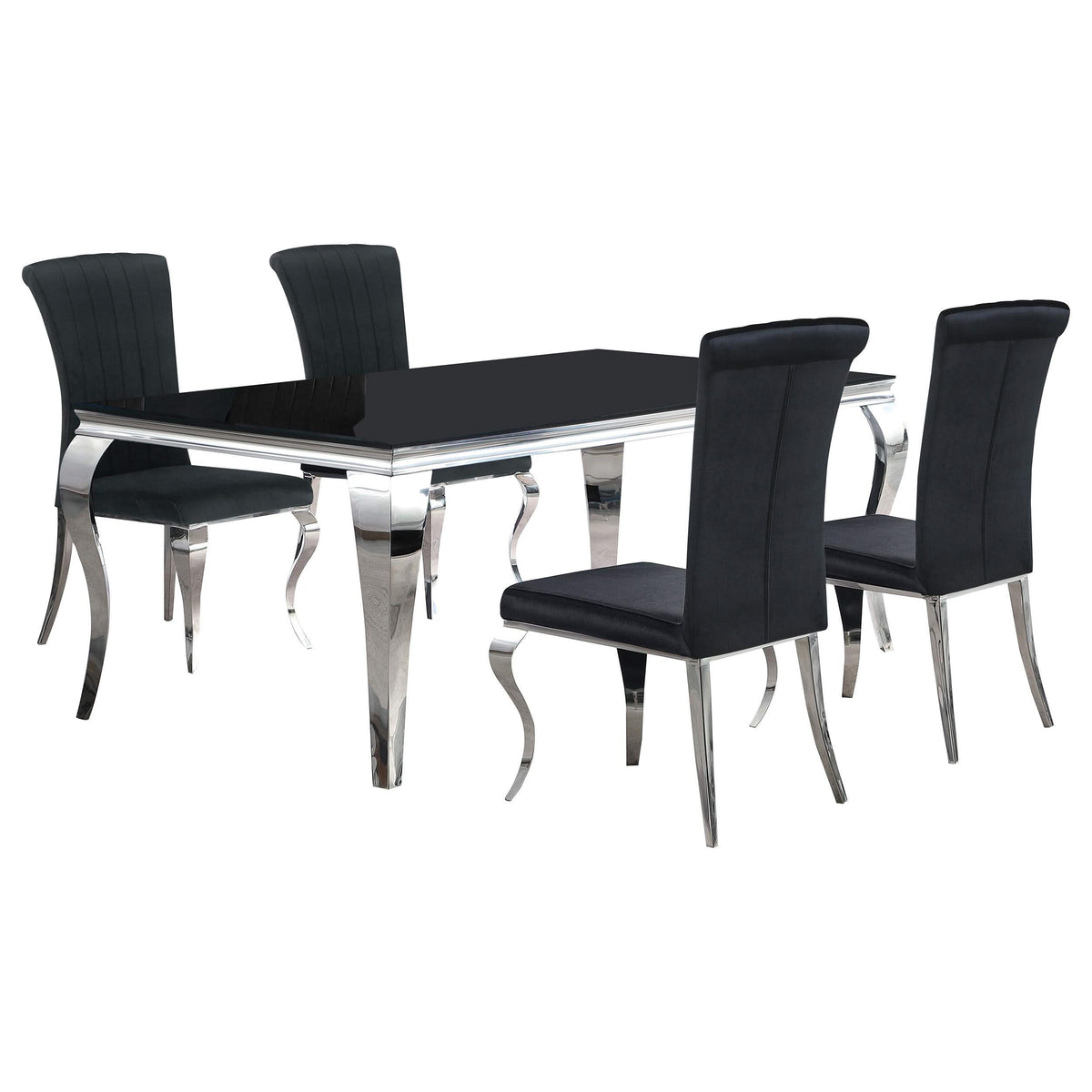 Juego de comedor Carone de 5 piezas de vidrio negro rectangular de 81 pulgadas