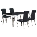 Juego de comedor Carone de 5 piezas de vidrio negro rectangular de 81 pulgadas