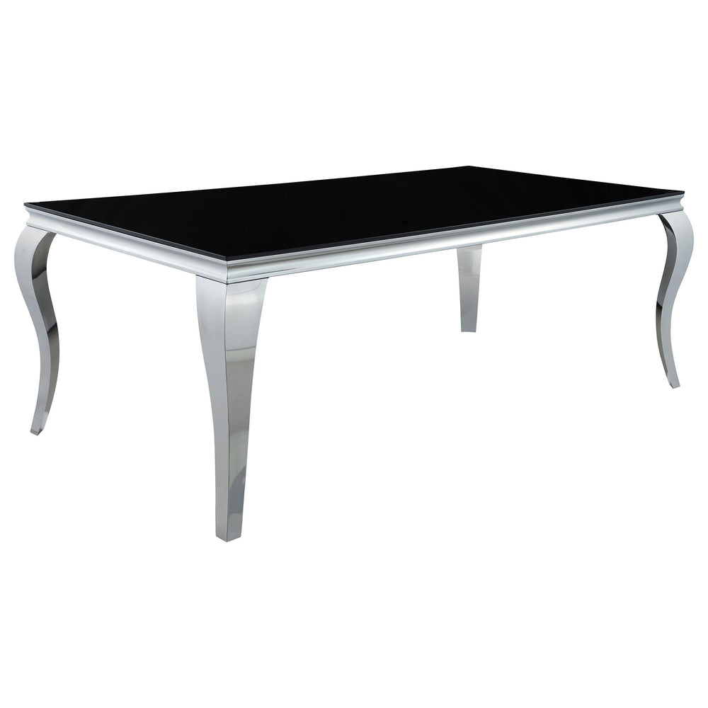 Juego de comedor Carone de 5 piezas de vidrio negro rectangular de 81 pulgadas