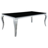 Juego de comedor Carone de 5 piezas de vidrio negro rectangular de 81 pulgadas