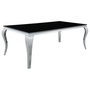 Juego de comedor Carone de 5 piezas de vidrio negro rectangular de 81 pulgadas