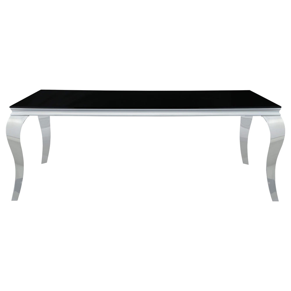 Juego de comedor Carone de 5 piezas de vidrio negro rectangular de 81 pulgadas