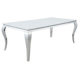 Juego de comedor Carone de 5 piezas de vidrio blanco rectangular de 81 pulgadas azul