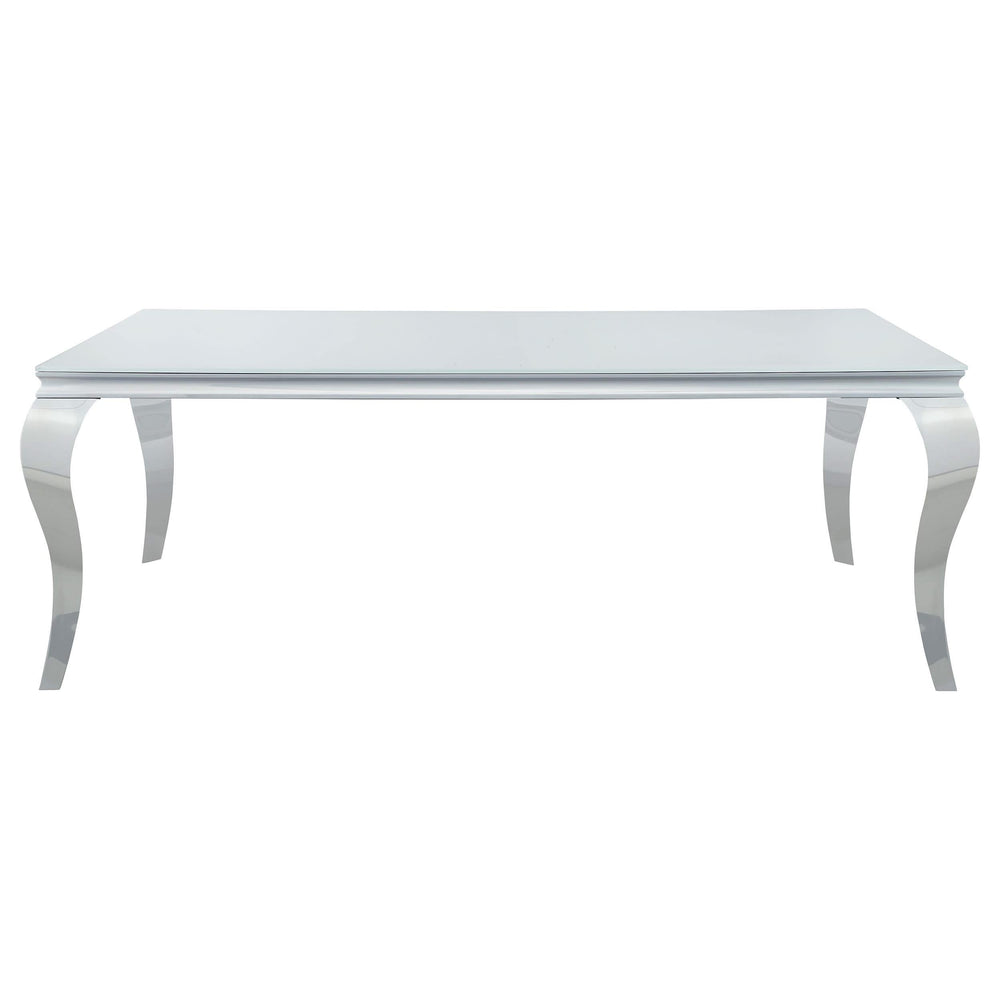 Juego de comedor Carone de 5 piezas de vidrio blanco rectangular de 81 pulgadas azul
