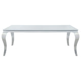 Juego de comedor Carone de 5 piezas de vidrio blanco rectangular de 81 pulgadas azul