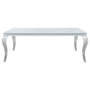 Juego de comedor Carone de 5 piezas de vidrio blanco rectangular de 81 pulgadas azul