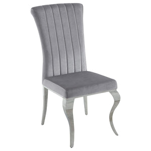 Juego de comedor Carone de 5 piezas de vidrio blanco rectangular de 81 pulgadas en gris