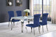 Juego de comedor Carone de 5 piezas de vidrio blanco rectangular de 61 pulgadas azul