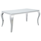Juego de comedor Carone de 5 piezas de vidrio blanco rectangular de 61 pulgadas y gris