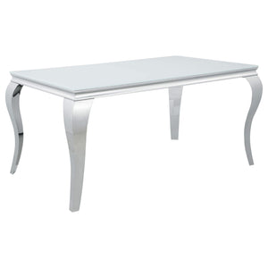 Juego de comedor Carone de 5 piezas de vidrio blanco rectangular de 61 pulgadas y gris