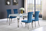Carone 5-piece 61-inch Rectangular White Glass Dining Set Teal