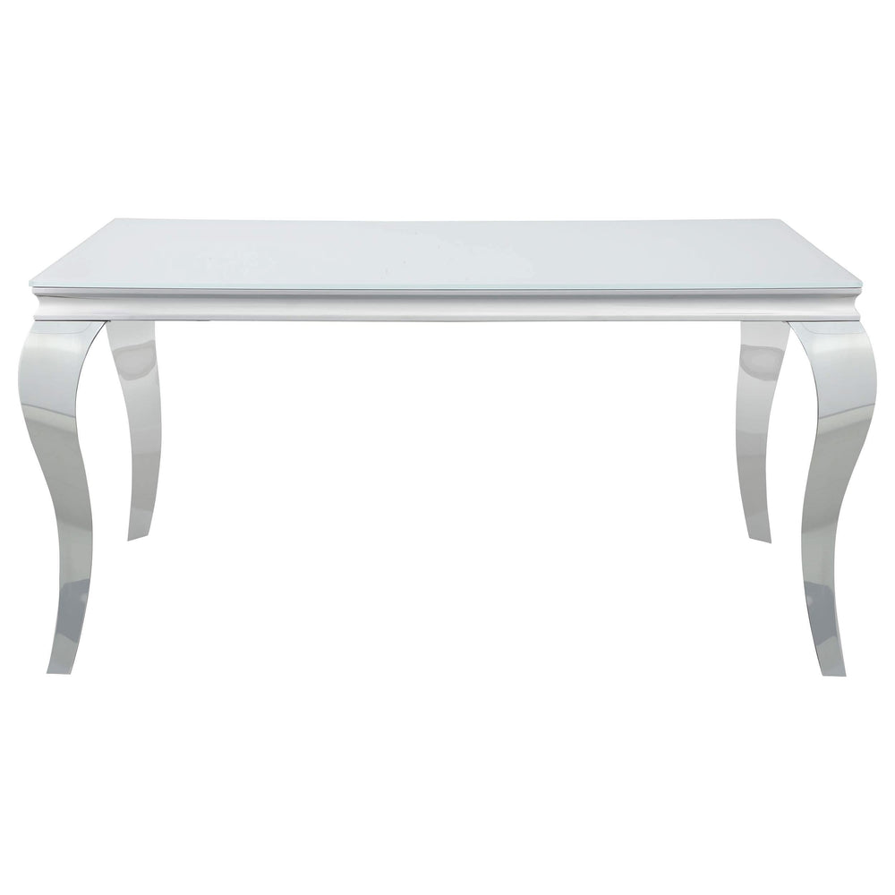 Juego de comedor Carone de 5 piezas de vidrio blanco rectangular de 61 pulgadas en color verde azulado