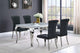 Juego de comedor Carone de 5 piezas de vidrio blanco rectangular de 61 pulgadas y color negro