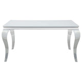 Juego de comedor Carone de 5 piezas de vidrio blanco rectangular de 61 pulgadas y color negro
